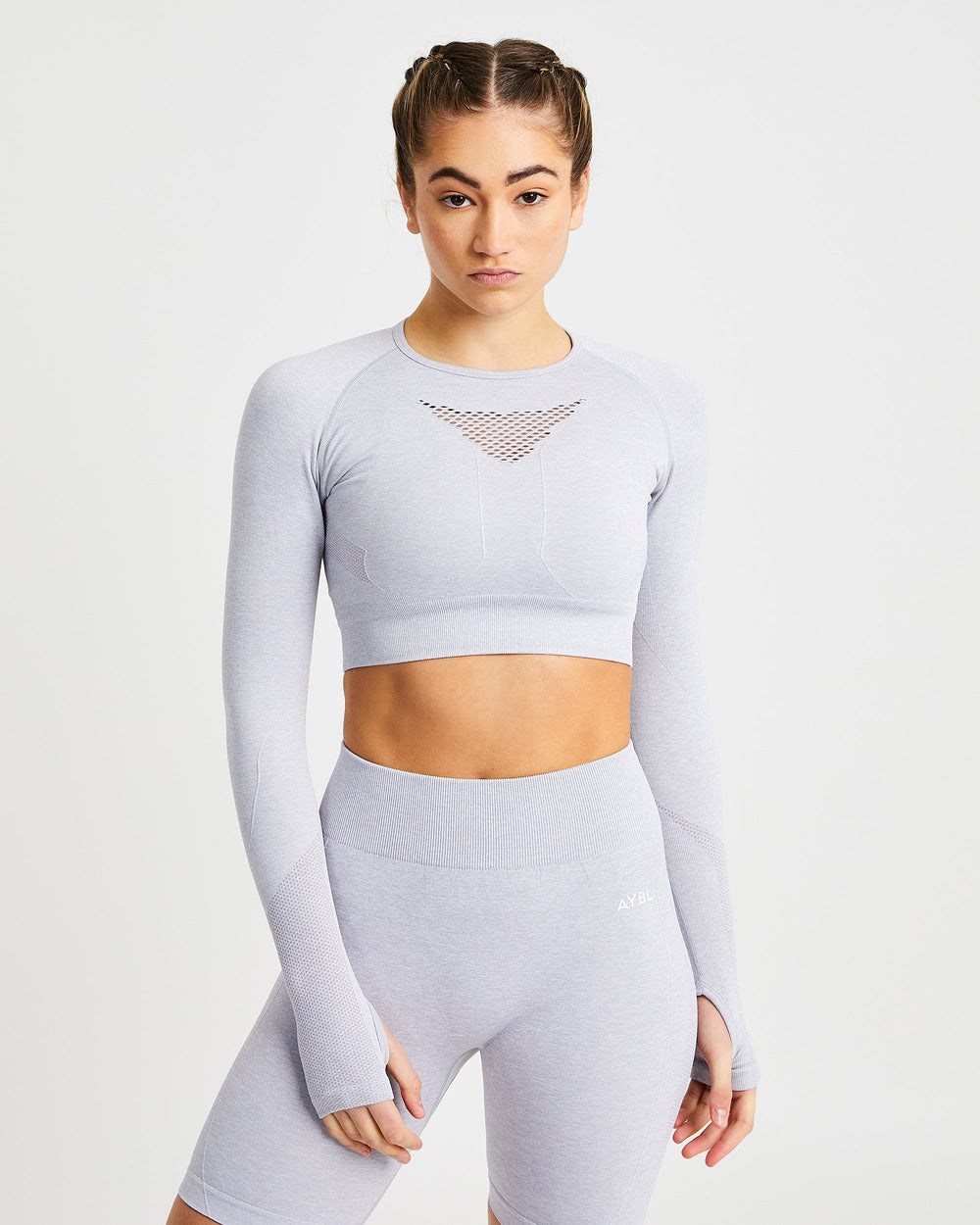 AYBL Motion Seamless Long Sleeve Crop Top Lichtgrijs | 4170628-BP