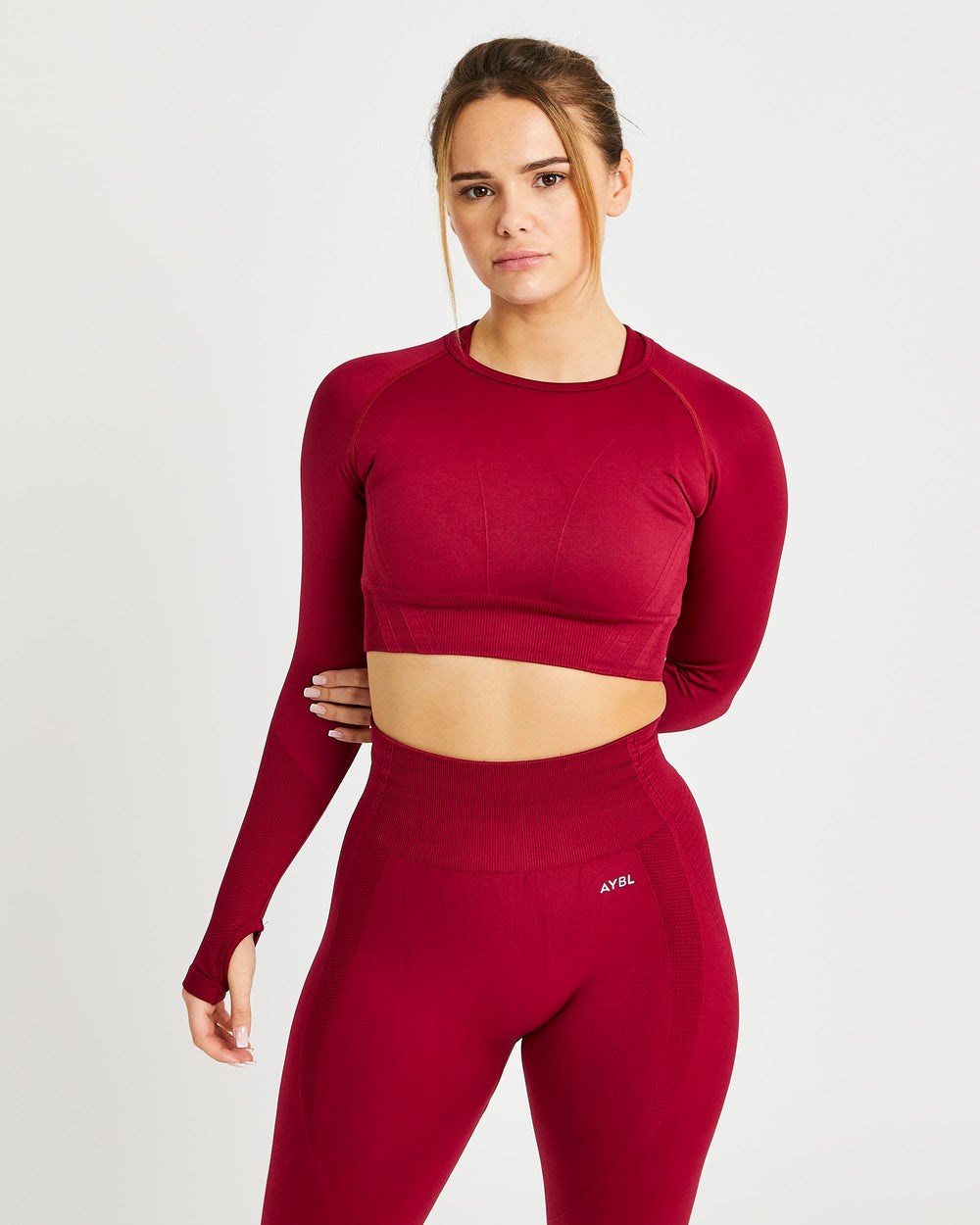 AYBL Balance V2 Seamless Long Sleeve Crop Top Rood | 9648175-BY