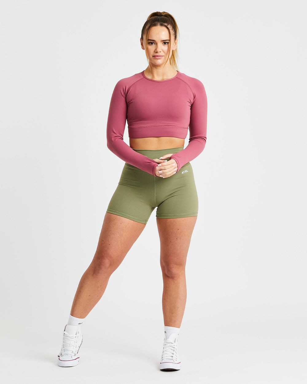 AYBL Core Long Sleeve Crop Top Rood | 6840372-TJ