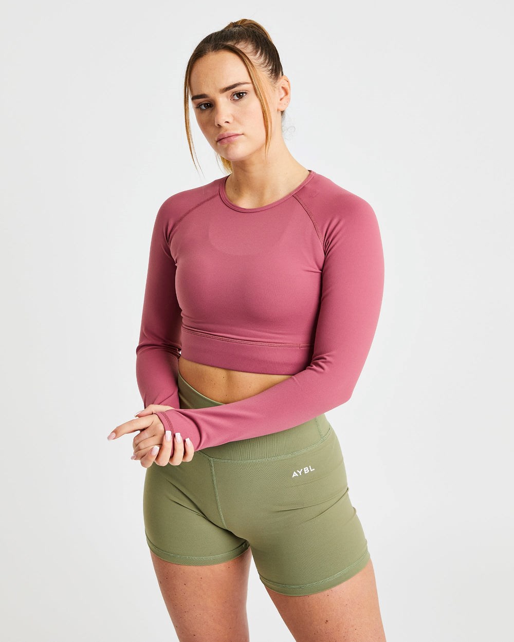 AYBL Core Long Sleeve Crop Top Rood | 6840372-TJ