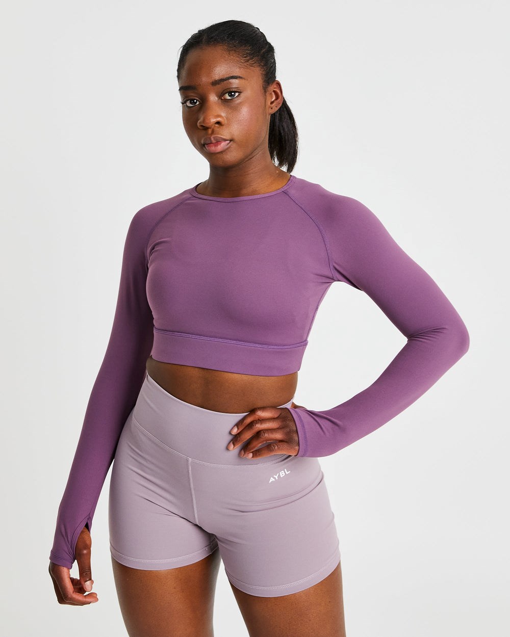 AYBL Core Long Sleeve Crop Top Paars | 1742538-LK