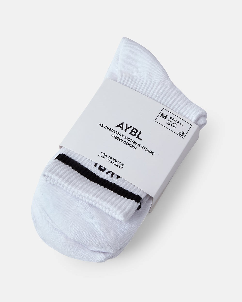 AYBL Everyday Double Stripe Crew Socks (3 Pack) Wit | 8271350-XO