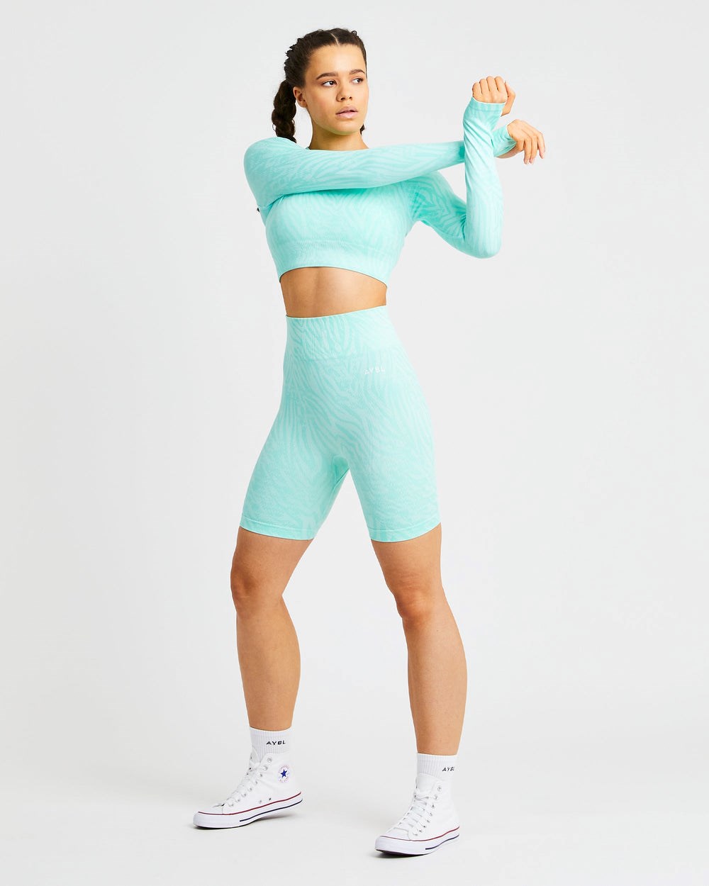 AYBL Evolve Animal Seamless Long Sleeve Crop Top Mintgroen Groen | 2937806-KT