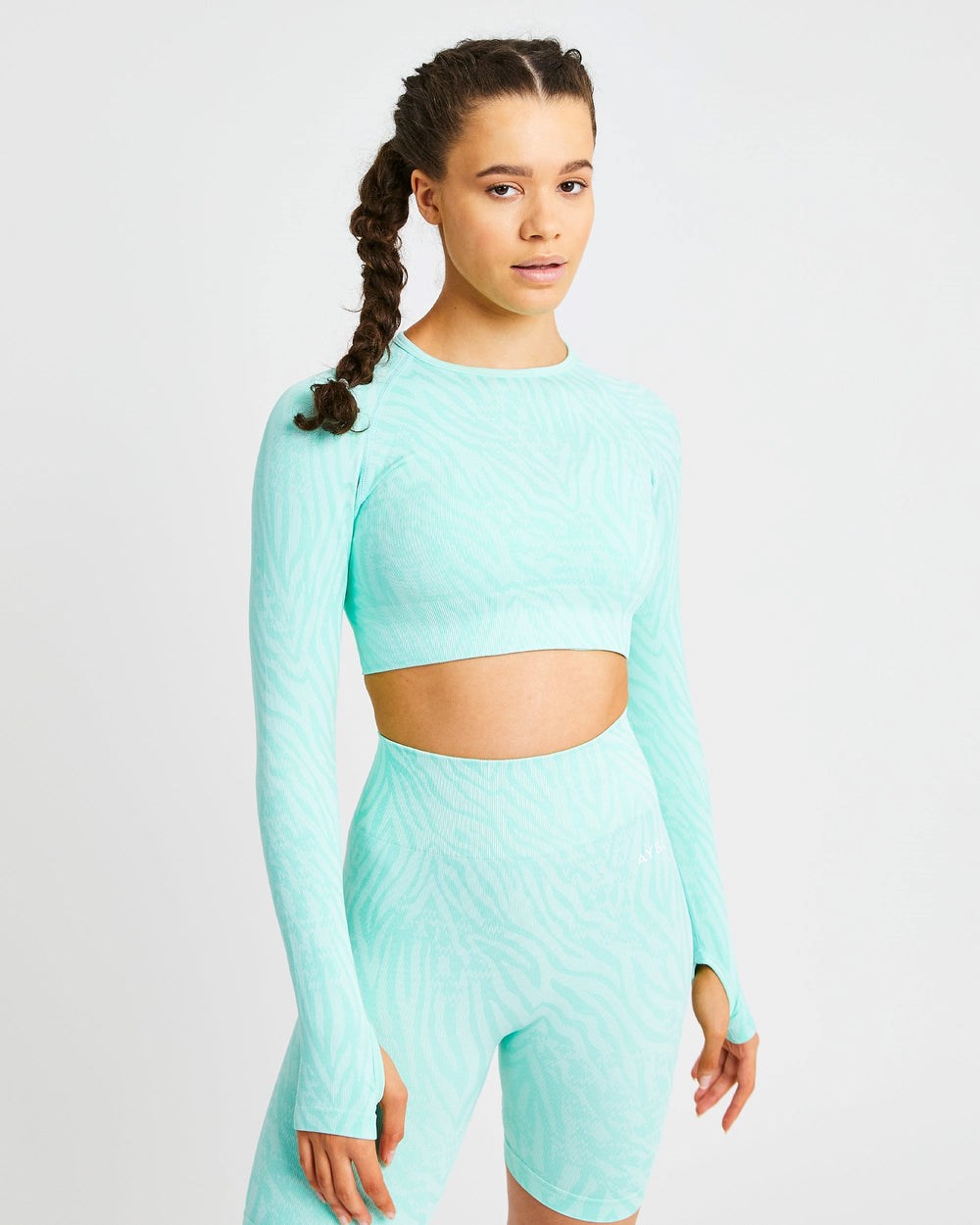 AYBL Evolve Animal Seamless Long Sleeve Crop Top Mintgroen Groen | 2937806-KT