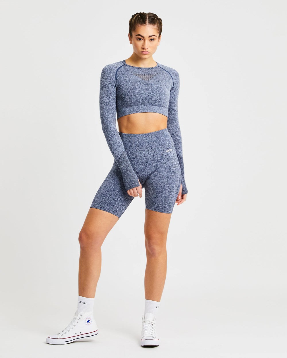 AYBL Motion Seamless Long Sleeve Crop Top Donkerblauw | 3649205-TU