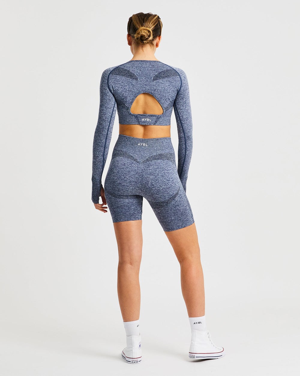 AYBL Motion Seamless Long Sleeve Crop Top Donkerblauw | 3649205-TU